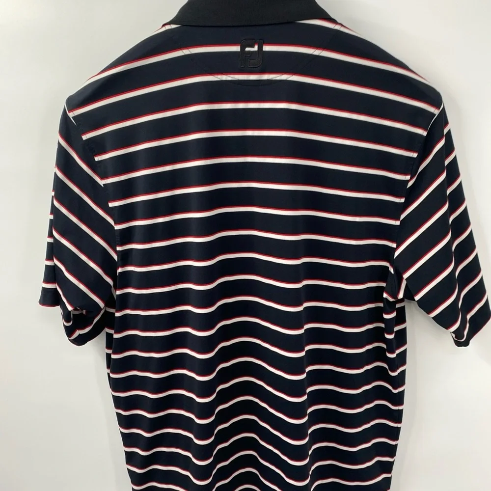FootJoy Men's Polo Black With Red & White Stripes. Size Large Very nice! - Picture 2 of 7